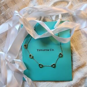 Tiffany & Co. Silver 5 Heart Elsa Peretti Neaclace